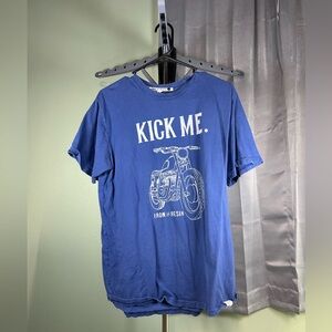 Iron & Resin Blue Short Sleeve Tee with Graphic Design